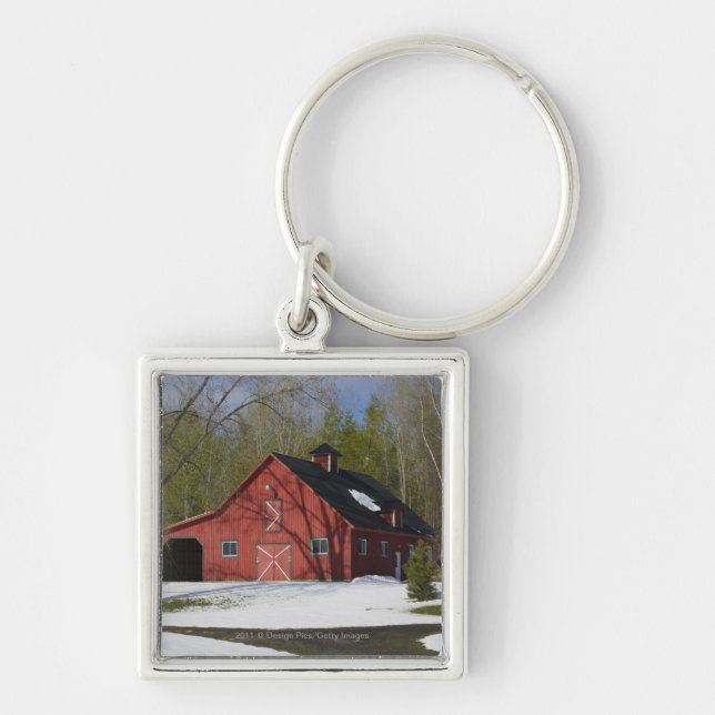 Red Barn In Winter Keychain (Front)