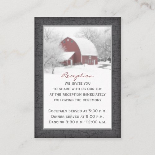 Red Barn in Winter Reception Enclosure Card 2 Business Card Template