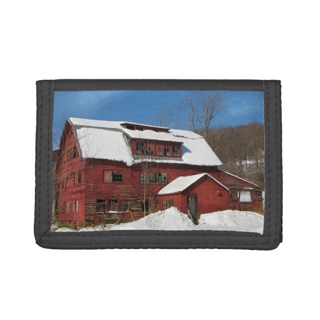 Red Barn in Winter Snow Wallet