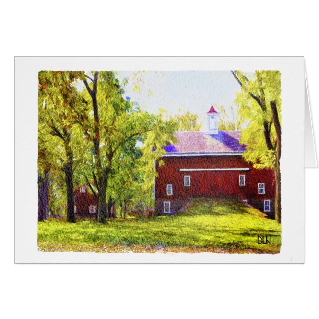 Red Barn/Landscape/Watercolor Look Cards (Front Horizontal)