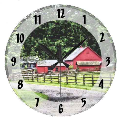 Red Barn Large Clock