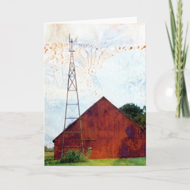 Red Barn Mixed Media All Occasion Card (Front)