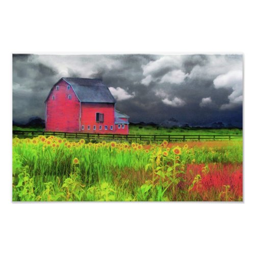 Red barn nature photography country home decor photo print