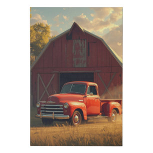 Red Barn Old Truck Canvas Print