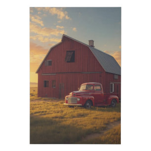 Red Barn Old Truck Canvas Print