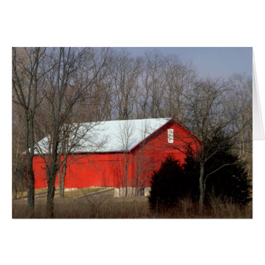 Red Barn On A Sunny Sunday Morning Cards (Front Horizontal)