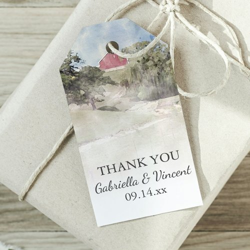 Red Barn on Hill Country Farm Wedding Favor Tags