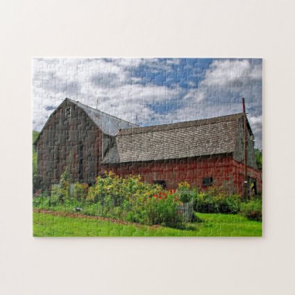 Red Barn on Sunny Summer Day Puzzle