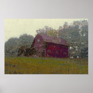 Red Barn on the Hill Poster