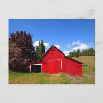 Red Barn Postcard by Artnmore at Zazzle