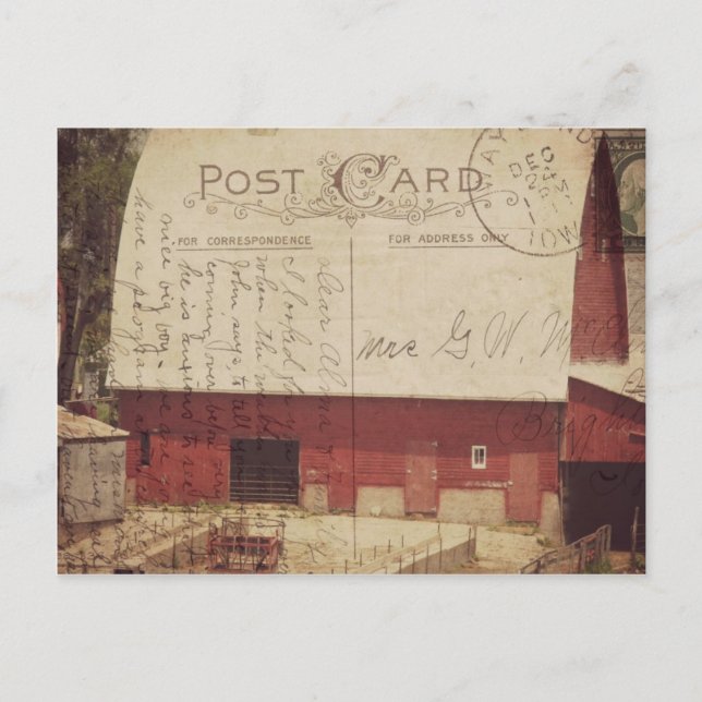 Red Barn Postcard Digital Art (Front)