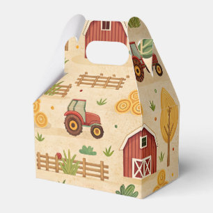 Red Barn Red Tractor Farm Favor Boxes