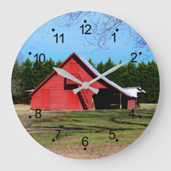 Red Barn Shed Large Clock by paul68 at Zazzle
