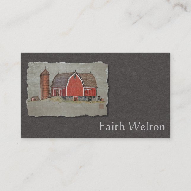 Red Barn & Silo Business Card (Front)