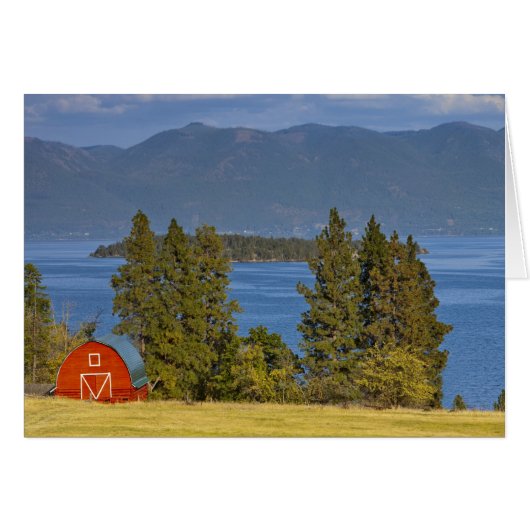 Red barn sits along scenic Flathead Lake near (Front Horizontal)