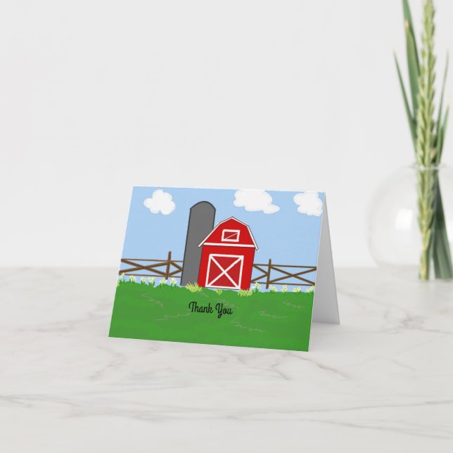 Red Barn Thank You Card (Front)