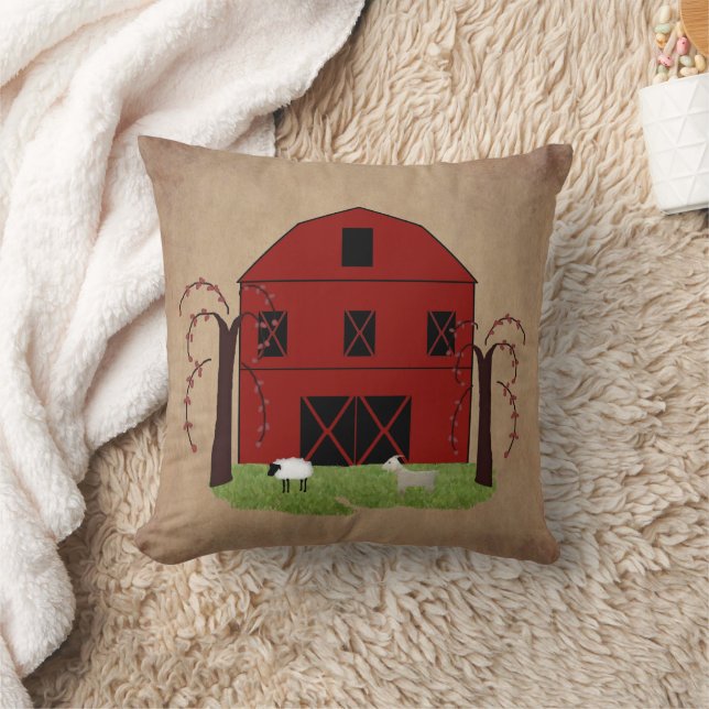 Red Barn Throw Pillow (Blanket)