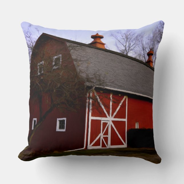 Red Barn Throw Pillow (Front)