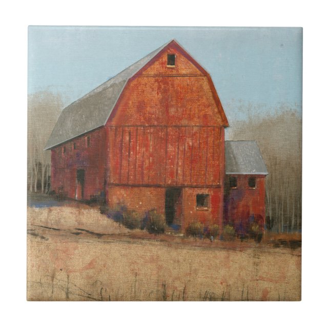 Red Barn View Ceramic Tile (Front)