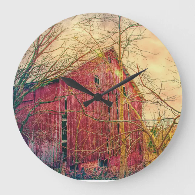 RED BARN WALL CLOCK | Zazzle