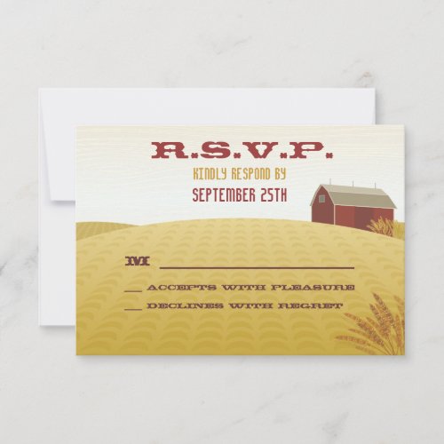 Red Barn Wedding RSVP Card