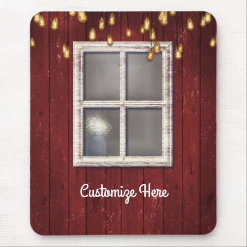 Red Barn Window  Lights Rustic Country Farmhouse Mouse Pad