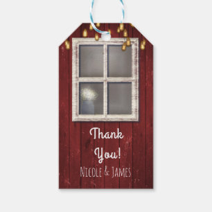 Red Barn Window & Lights Rustic Country Favor Gift Tags