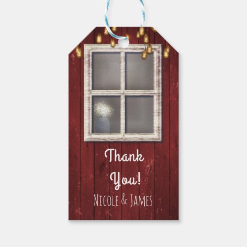 Red Barn Window  Lights Rustic Country Favor Gift Tags