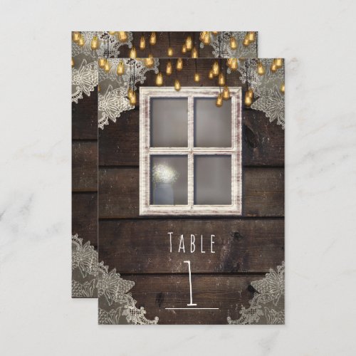 Red Barn Window  Lights Rustic Table Number