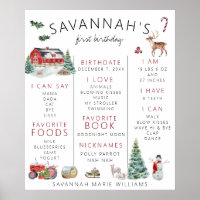 Red Barn | Winter Farm First Birthday Milestone