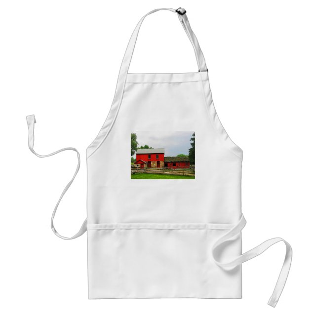 Red Barn with Fence Adult Apron (Front)