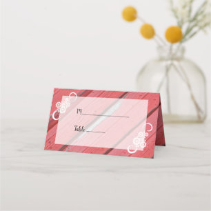 Red Barn Wood and Flowers Country Wedding Place Card