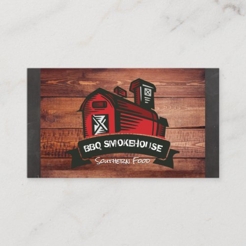 Red Barn  Wood Chalk Background Business Card