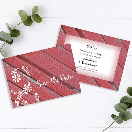 Red Barn Wood Country Wedding Save the Date