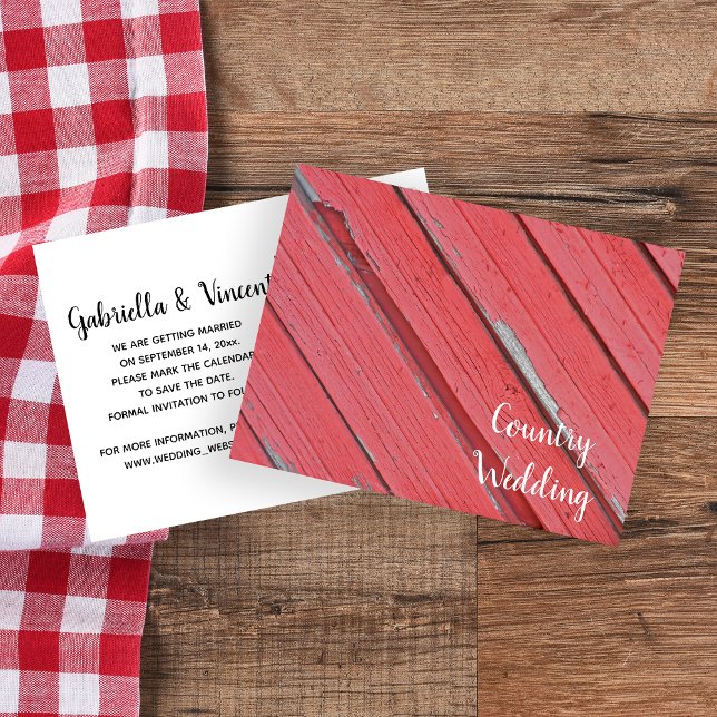 Red Barn Wood Country Wedding Save the Date Announcement Postcard (Creator Uploaded)
