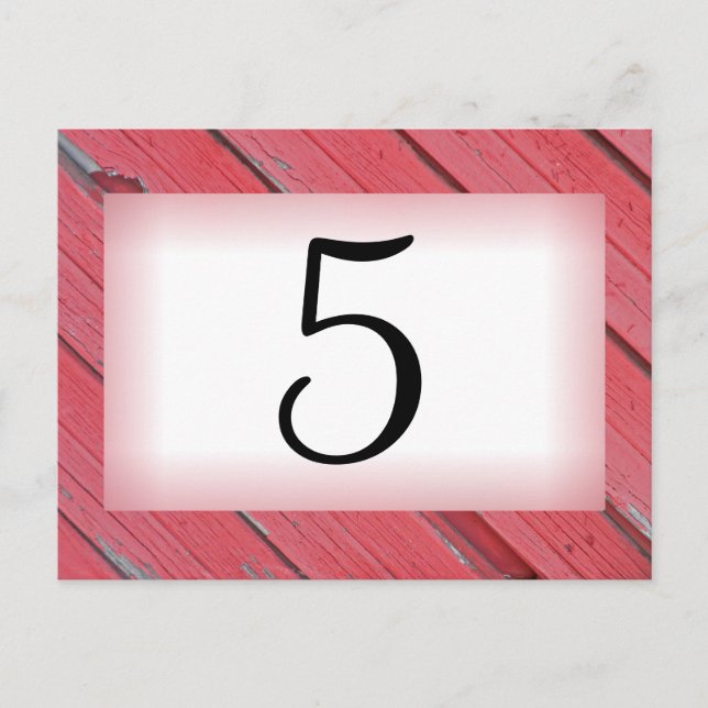Red Barn Wood Country Wedding Table Number (Front)