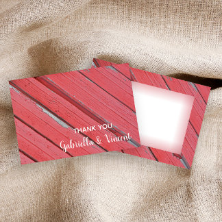 Red Barn Wood Country Wedding Thank You Note Card