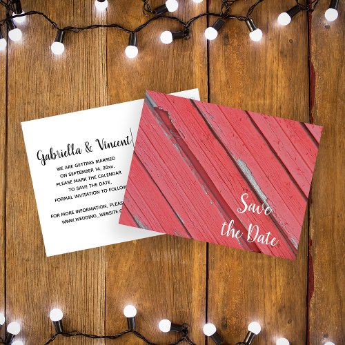 Red Barn Wood Ranch Wedding Save the Date Announcement Postcard