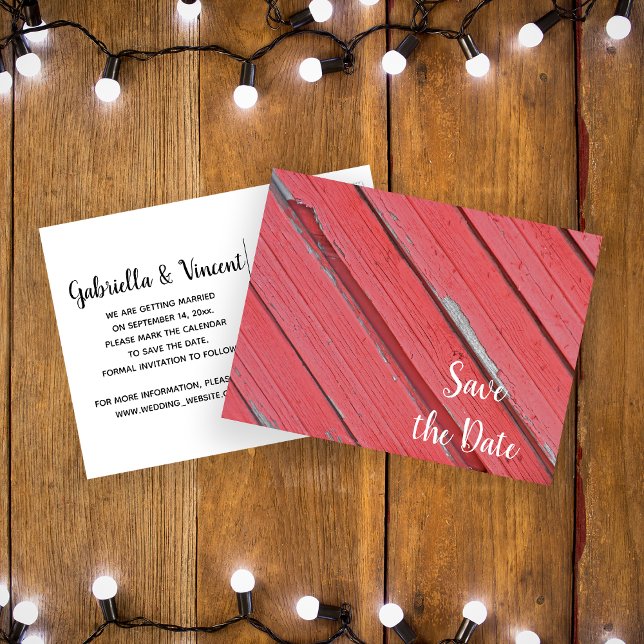 Red Barn Wood Ranch Wedding Save the Date Announcement Postcard (Creator Uploaded)