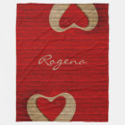 Red Barn Wood - Red Heart - BLANKET LGE
