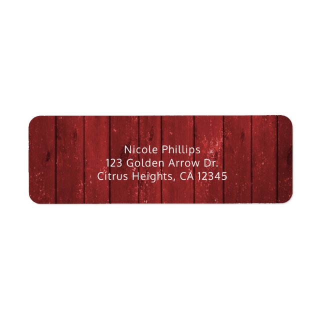 Red Barn Wood Rustic Country Party Invitation Label (Front)
