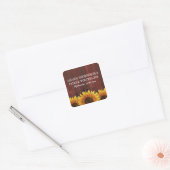 Red Barn Wood Rustic Sunflower Wedding Favors Square Sticker (Envelope)