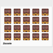 Red Barn Wood Rustic Sunflower Wedding Favors Square Sticker (Sheet)