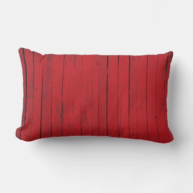 Red Barn Wood Siding Country Farmhouse Lumbar Pillow (Front)