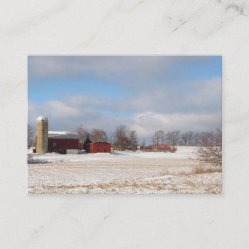 Red Barns In Winter Atc Business Card by Bebops at Zazzle