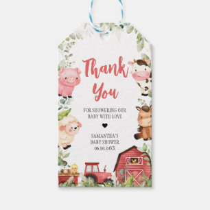 Red Barnyard Farm Baby Shower Favor Tags