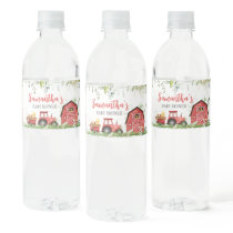 Red Barnyard Farm Baby Shower  Water Bottle Label