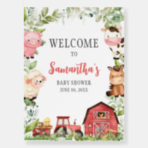 Red Barnyard Farm Baby Shower Welcome Sign