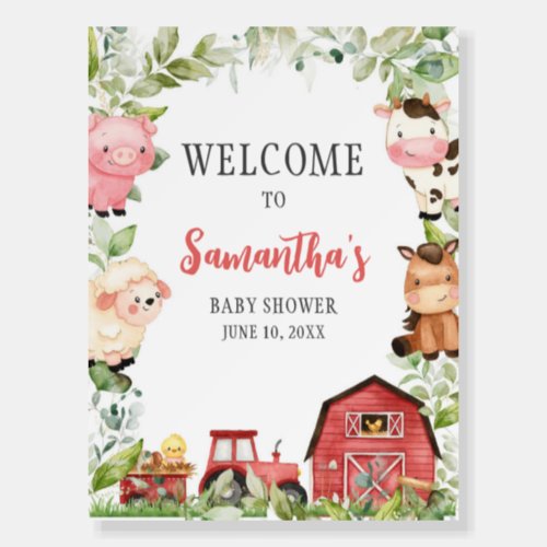 Red Barnyard Farm Baby Shower Welcome Sign