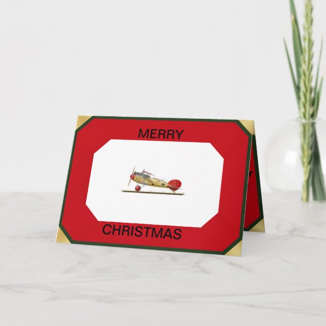 Red Baron Airplane on a Christmas Card (Front)